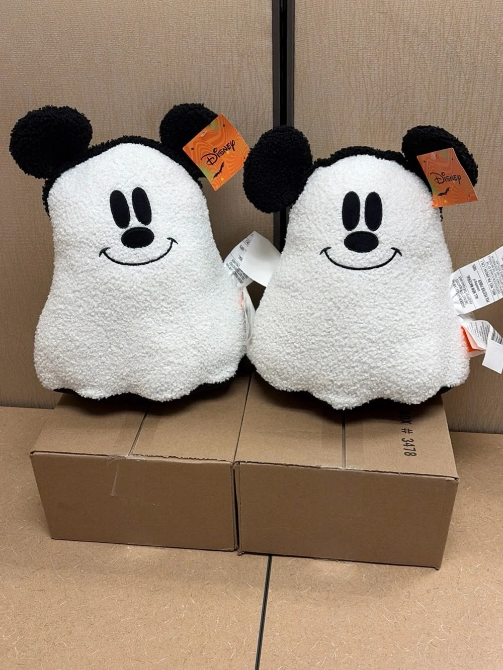 Disney Black & White Mickey Ghost Plush Accent Pillow Aldi NWT